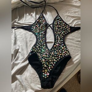 Black Sequin One Piece